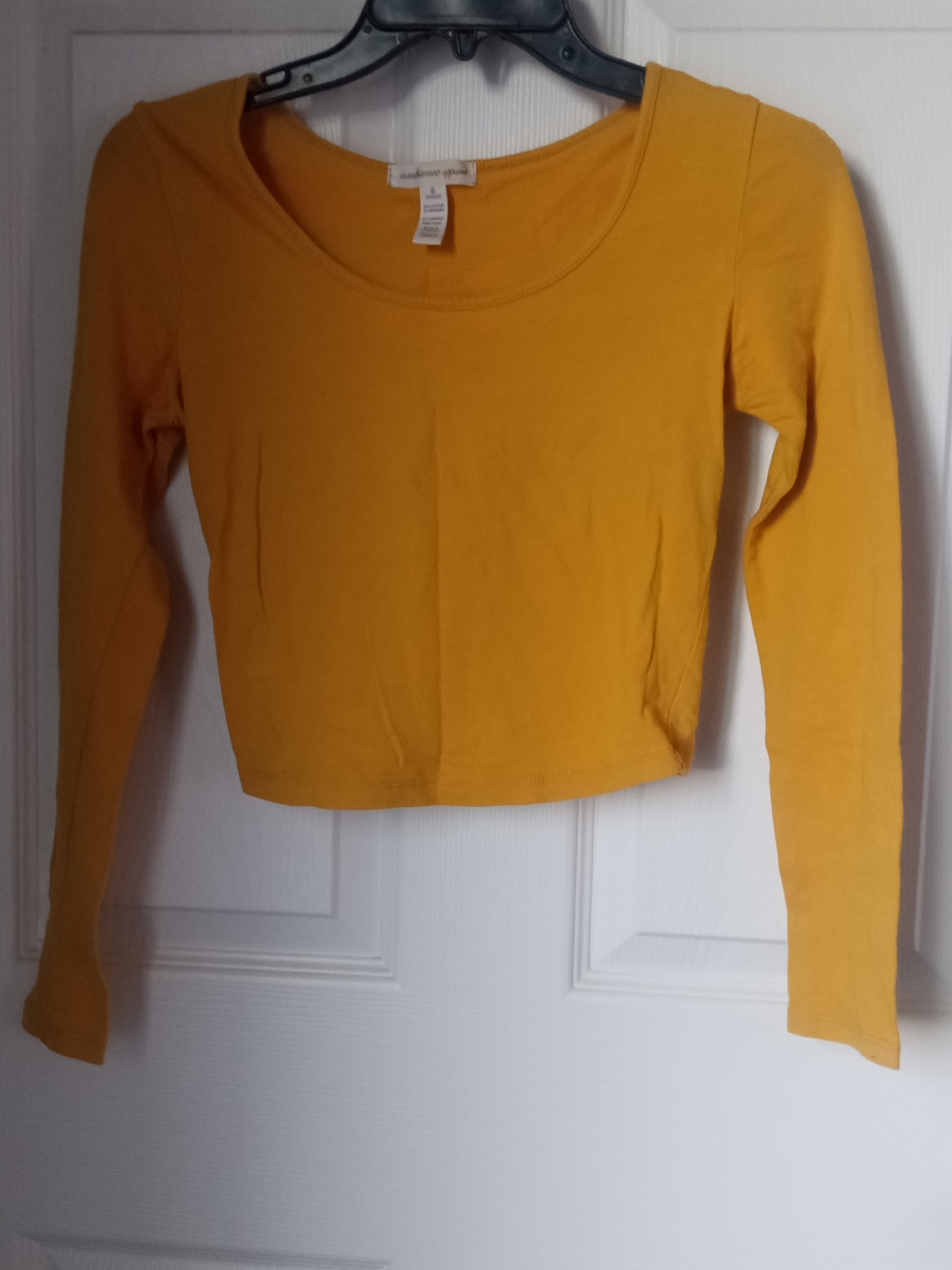 Ambiance Mustard Yellow Long Sleeve Scoop Neck Crop Top